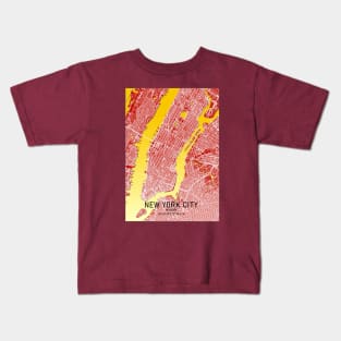 New York City Map Red and yellow Kids T-Shirt